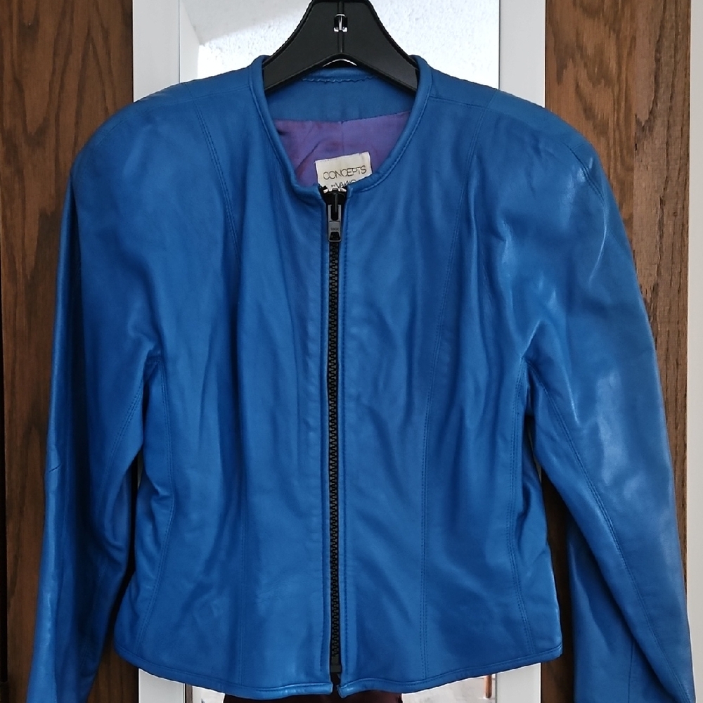 VINTAGE Vibrant Blue Leather Jacket